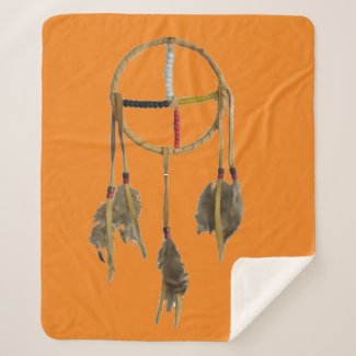 Dream Catcher Orange Medium Sherpa Blanket