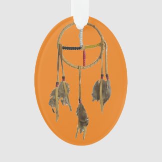 Dream Catcher Orange Oval Acrylic Ornament