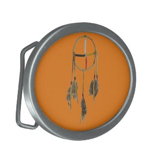 Dream Catcher Orange Oval Belt Buckle