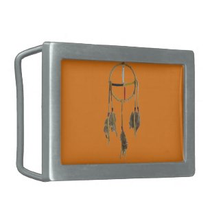 Dream Catcher Orange Rectangle Belt Buckle