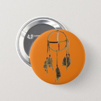 Dream Catcher Orange Round Button