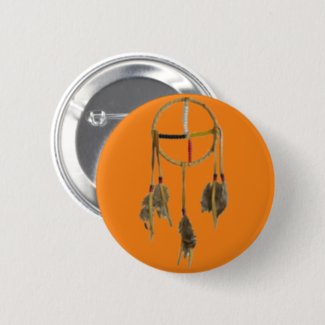 Dream Catcher Orange Round Button