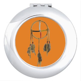 Dream Catcher Orange Round compact mirror