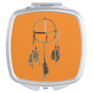 Dream Catcher Orange Square compact mirror