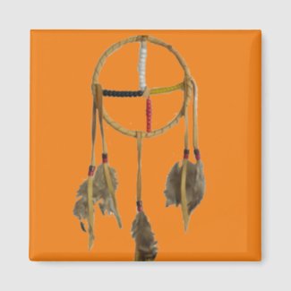 Dream Catcher Orange Square Magnet