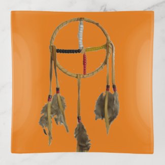 Dream Catcher Orange Square Trinket Tray