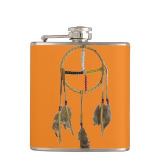Dream Catcher Orange Vinyl Wrapped Flask