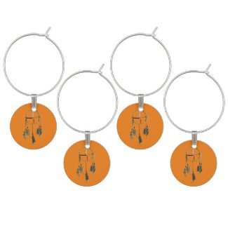 Dream Catcher Orange Wine Charms