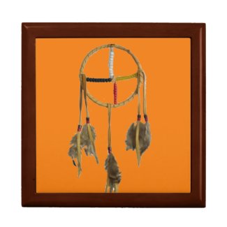 Dream Catcher Orange Wooden Keepsake Box