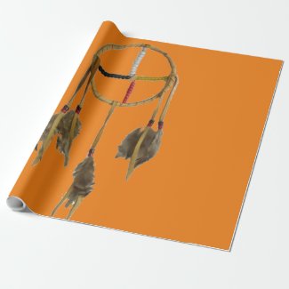 Dream Catcher Orange Wrapping Paper