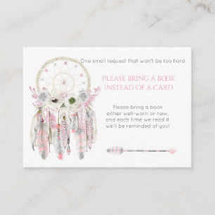 Dream Catcher Pink Grey Ivory Shower Book Request Enclosure Card