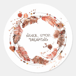Dream catcher printed  classic round sticker