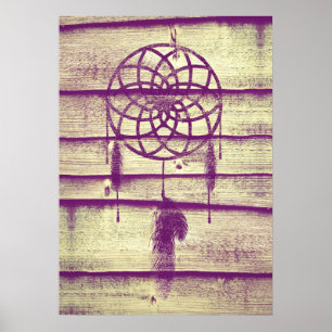 Dream Catcher Purple Wood Poster