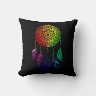 Dream Catcher Rainbow Colours Throw Pillow