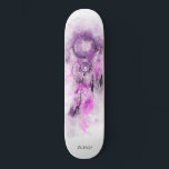 *~* Dream Catcher . Sacred Boho Tribal Shamanic Skateboard<br><div class="desc">* Western BOHO American Watercolor Abstract Dream Catcher Journey with lovely Feathers as a Shamanic symbol for a Native American Spiritual Healer or BOHEMIAM design. * . *** The colours are mostly PURPLE and MAGENTA on WHITE. This spirit based esoteric popular boho creative abstract modern dreamcatcher and feathers design will...</div>