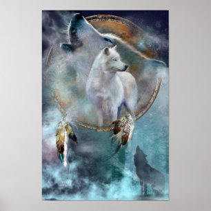 Dream Catcher Series-Spirit Wolf Poster/Print Poster