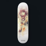 *~* Dream Catcher Shaman Sacred Tribal Shamanic Skateboard<br><div class="desc">* Western BOHO American Watercolor Abstract Dream Catcher Journey with lovely Feathers as a Shamanic symbol for a Native American Spiritual Healer or BOHEMIAM design. * . *** The colours are Pink stain as well as Eggplant purple and grey. This spirit based esoteric popular boho creative abstract modern dreamcatcher and...</div>