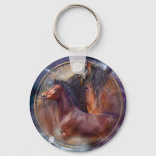 Dream Catcher - Spirit Horses Art Keychain
