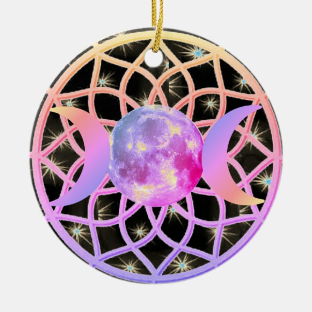 Dream Catcher Triple Goddess Ceramic Ornament (Front)