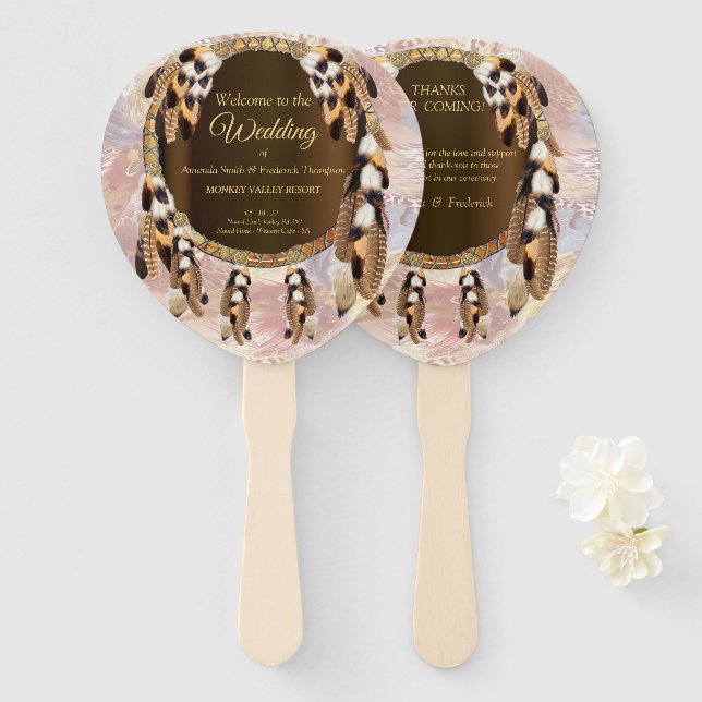 Dream Catcher Wedding Hand Fan (Front and Back)