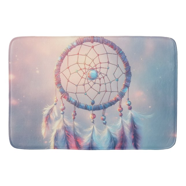 Dream Catcher with Soft Feathers and Beads Bath Mat (Front)