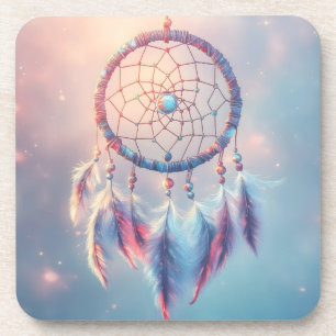 Dream Catcher with Soft Feathers and Beads Coaster