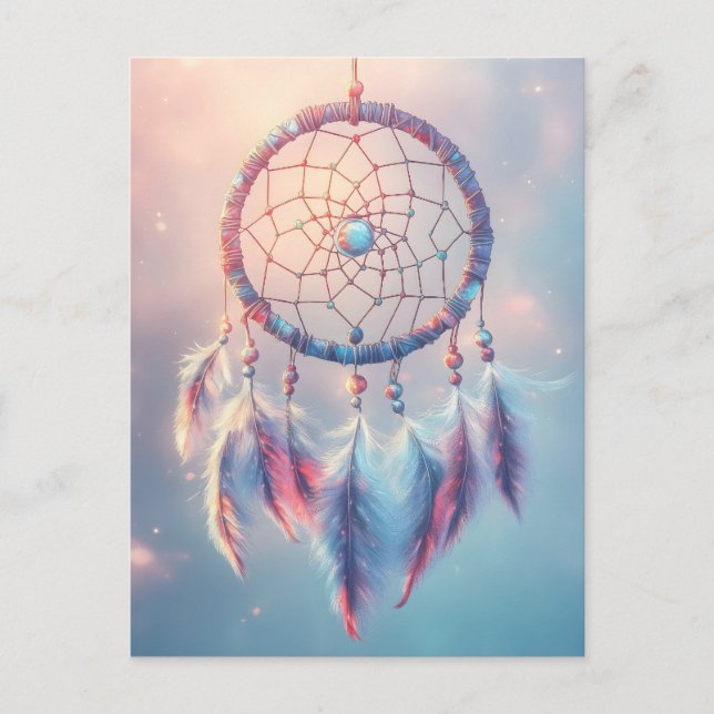 Dream Catcher with Soft Feathers and Beads Holiday Postcard (Front)