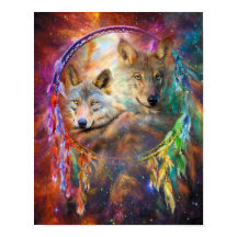 Dream Catcher - Wolf Spirits Art Poster/Print
