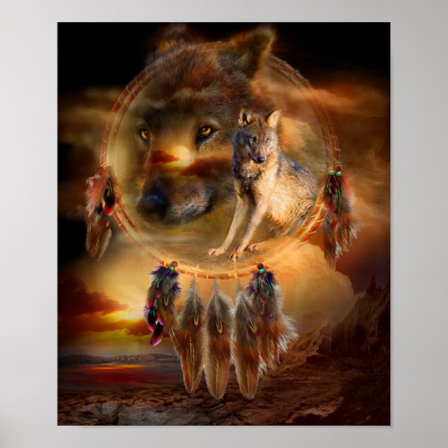 Dream Catcher - WolfLand Art Poster/Print Poster (Front)