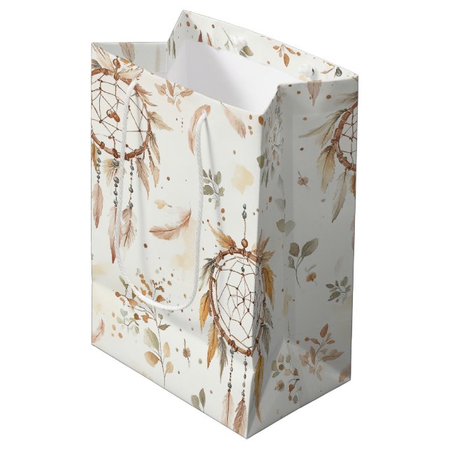 Dream Catchers Feathers Birthday Medium Gift Bag (Front Angled)