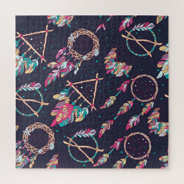 Dream catchers: vintage seamless pattern. jigsaw puzzle (Vertical)