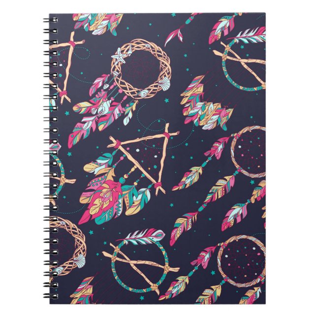 Dream catchers: vintage seamless pattern. notebook (Front)