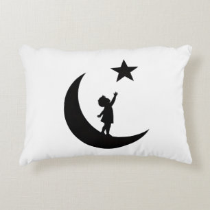 Dream Chaser Cute Minimalist Moon and Star Design Accent Pillow