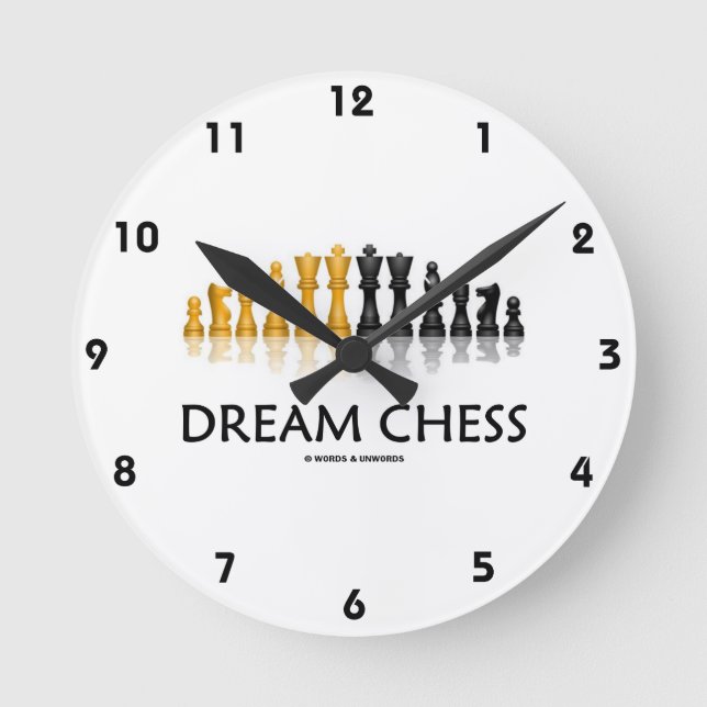 Dream Chess Reflective Chess Set (Chess Pieces) Round Clock (Front)