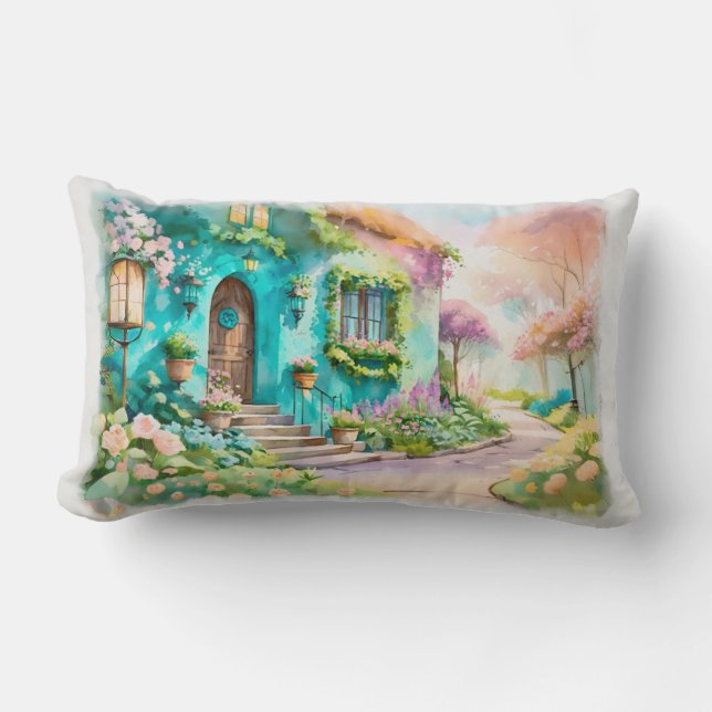Dream Cottage in Bloomlight - 21x13 Throw Lumbar Pillow (Front)