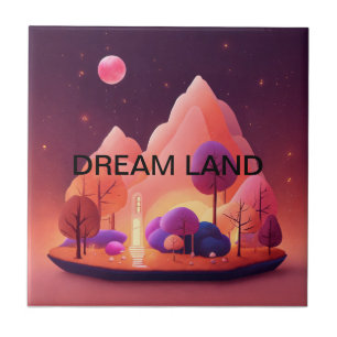 Dream cottage Under a Pink Moon. Tile