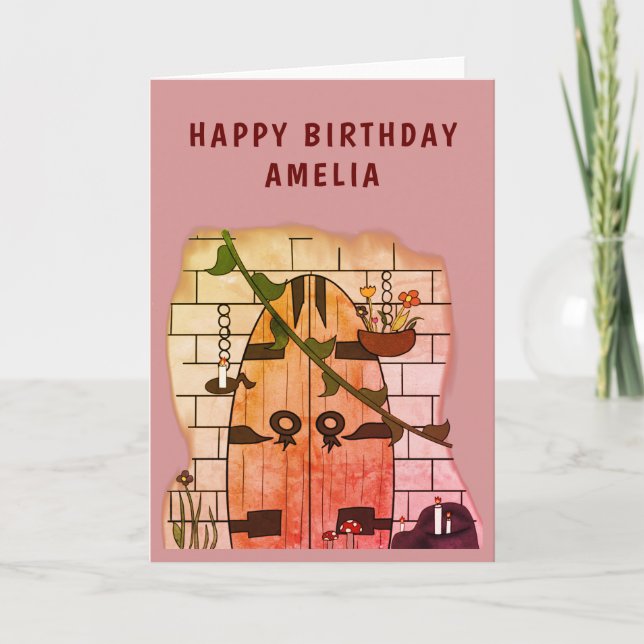 Dream Door Fairy Tale Drawing Girl Birthday Card (Front)