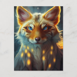 Dream Fantasy Blue Eyed Fox Vixen Portrait Postcard
