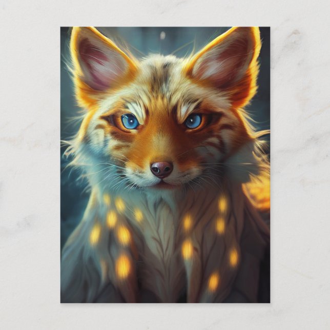 Dream Fantasy Blue Eyed Fox Vixen Portrait   Postcard (Front)