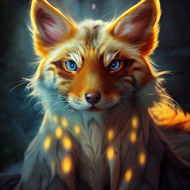 Dream Fantasy Blue Eyed Fox Vixen Portrait   Sticker (Creator Uploaded)