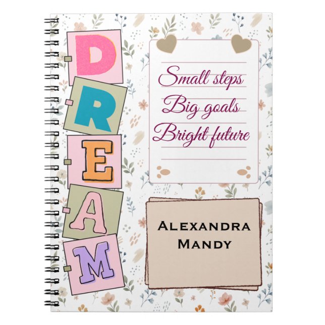 dream floral personalized quotation notebook (Front)