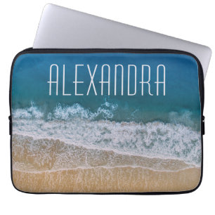 Dream Florida Tropical Sand Beach Customized Name Laptop Sleeve