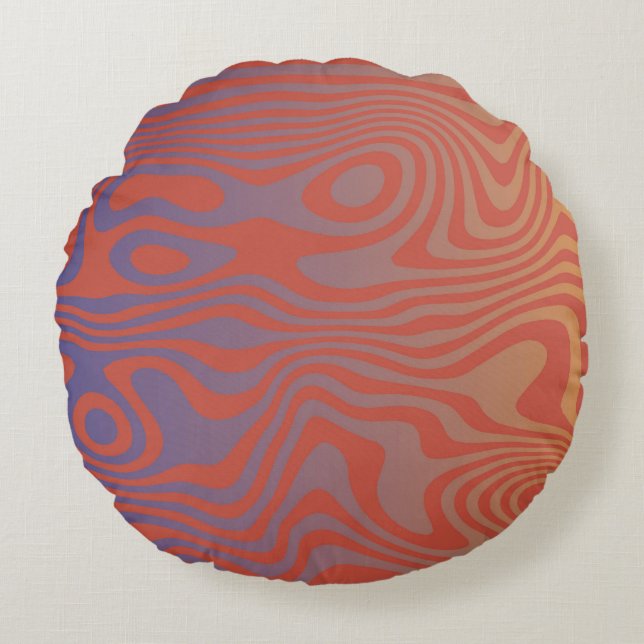 Dream Flow l Abstract Trippy Pattern - No. 01 Round Pillow (Front)