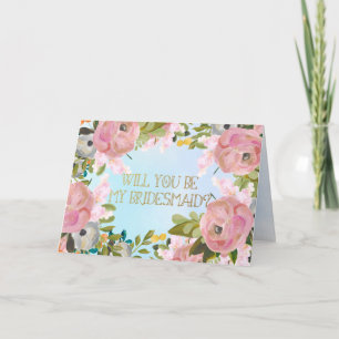 Dream Garden Floral Custom Bridesmaid Request Invitation