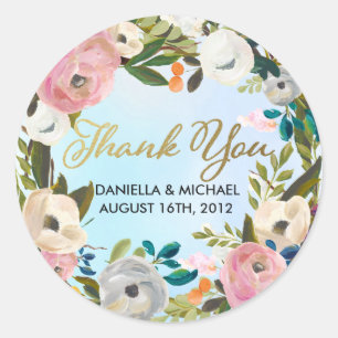 Dream Garden Floral Wedding Custom Favour Classic Round Sticker