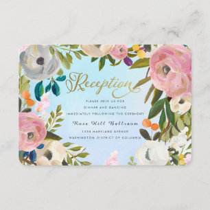 Dream Garden Floral Wedding Reception Card