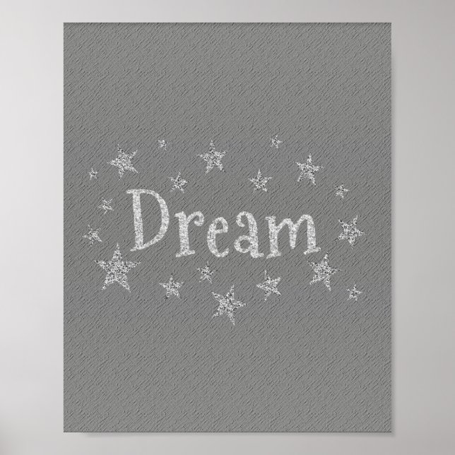 Dream Grey with Silver Glitter  Poster (Front)