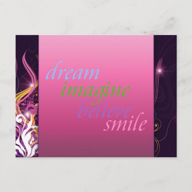 dream imagine believe smile postcard (Front)