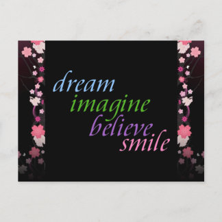 dream imagine believe smile postcard