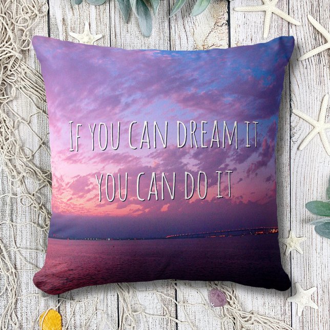 Dream It Do It Purple Ocean Sunset Photo (small) Throw Pillow (Creator Uploaded)